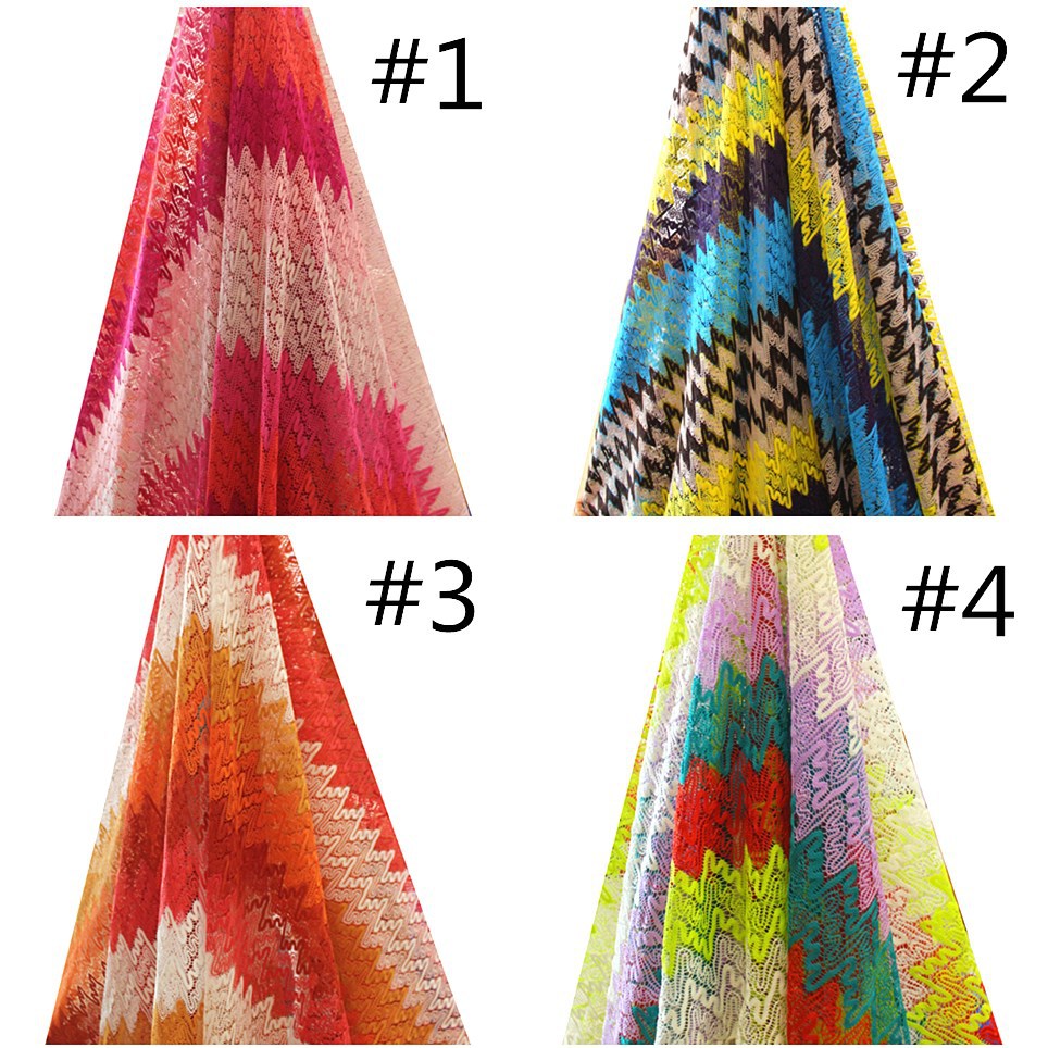 经编涤纶针织镂空粗针全涤色织波浪提花布料 时尚裙子比基尼面料