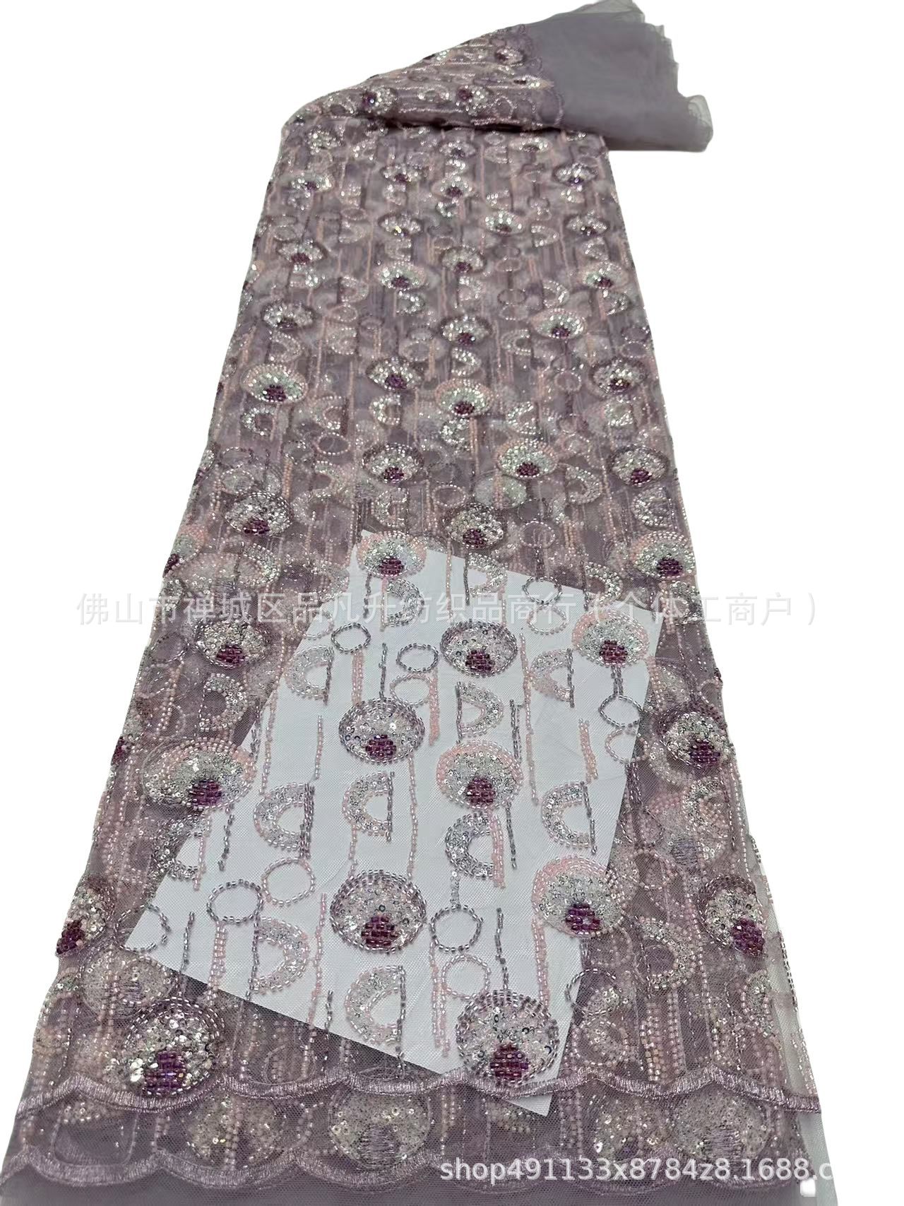 Tubo de perlas bordado sequinilla tela de bordado red de trabajo pesado vestido de boda tela de noche ropa de moda de teatro tela