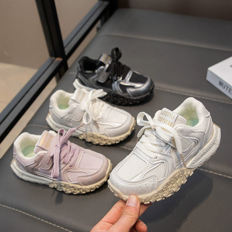 Детские кроссовки 2025, весенне-осенние новые моральные тренировочные туфли для девочек, спортивная обувь для мальчиков в корейском стиле, повседневная обувь для средних и больших детей