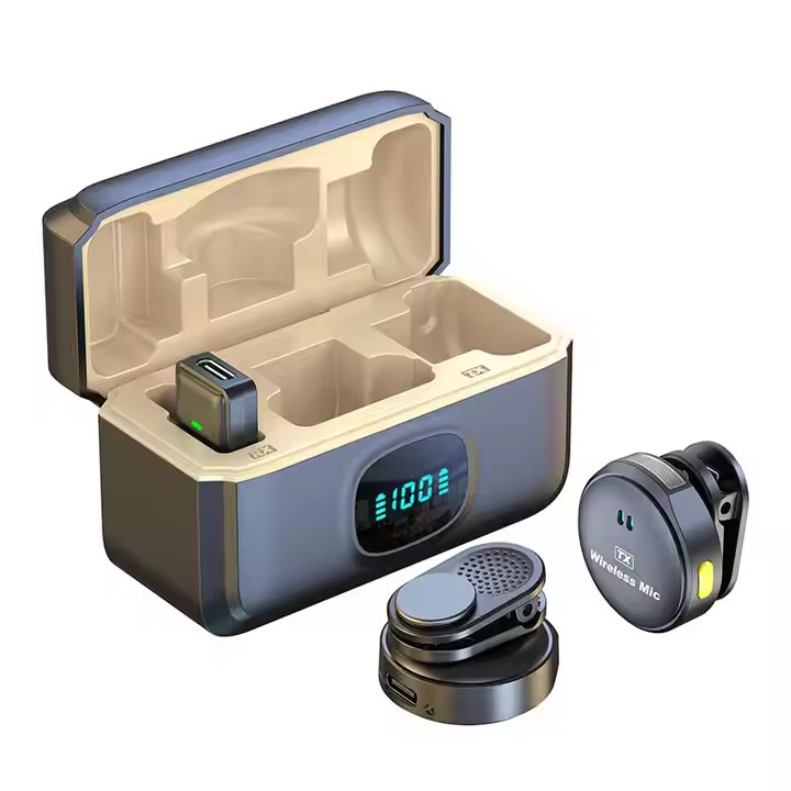 Customizado Q8 collar inalámbrico micrófono con cartucho de un remolque dos transmisión en vivo al aire libre resistencia de la batería de absorción magnética duradera reducción de ruido