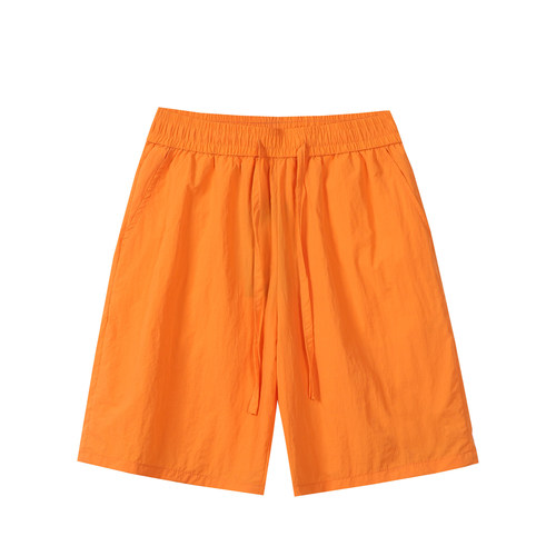 Summer 2025 Men's Quick-Dry Shorts Candy Color Elastic Band Pure Color Casual Five-Finger Shorts