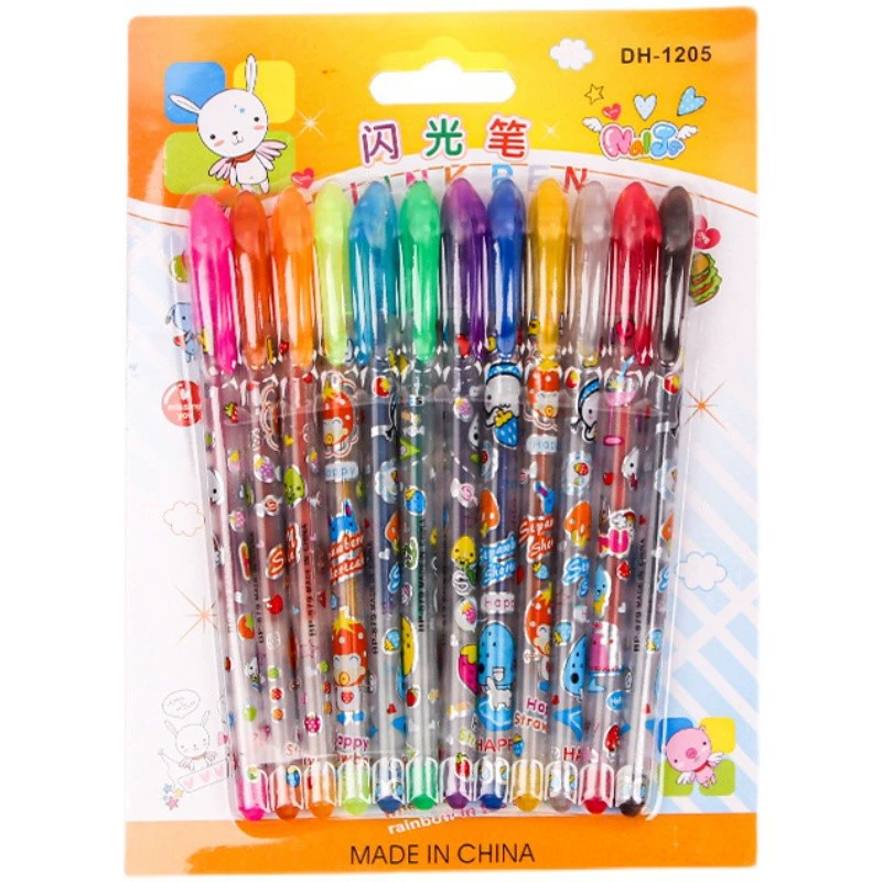 Flashing fluorescence highlighter, coloured pencils, rollerball pen, scheduler