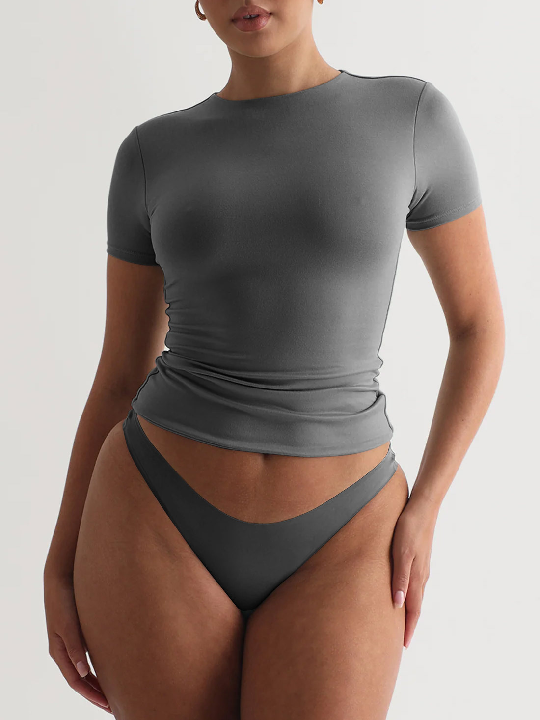 Women High Grade Simple Short Sleeved T shirt Y2g Slim Fit Sexy Sexy Sexy Top