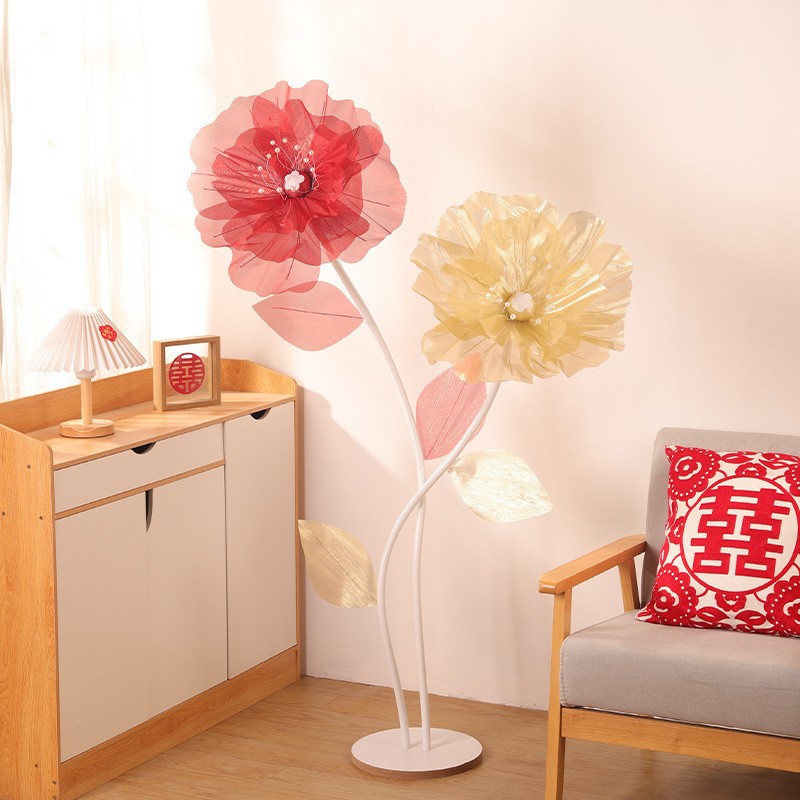 Internet-famous silk flower pathway for wedding decor&mdash;feminine-style new home decoration props, mesh fabric flowers, and bridal room setup