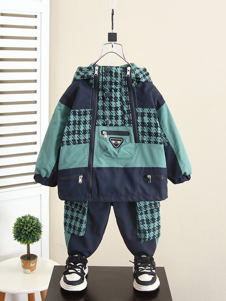 6204 traje de chaqueta para niño 2025 primavera y otoño nuevo estilo ropa para niños abrigo de otoño mono para bebé de dos piezas