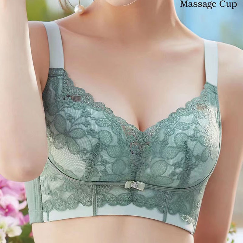 Qilifang 9712 non-magnetic baby cotton wireless bra push up comfortable breast-collecting adjustable lace underwear for women