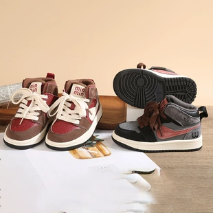Детские спортивные кеды в корейском стиле высокие на толстой подошве