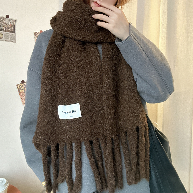 Korean Original Alpaca Wool Large Tassel Wool Warm Thickened Scarf Winter New High-Quality Neck Warmer Long Shawl