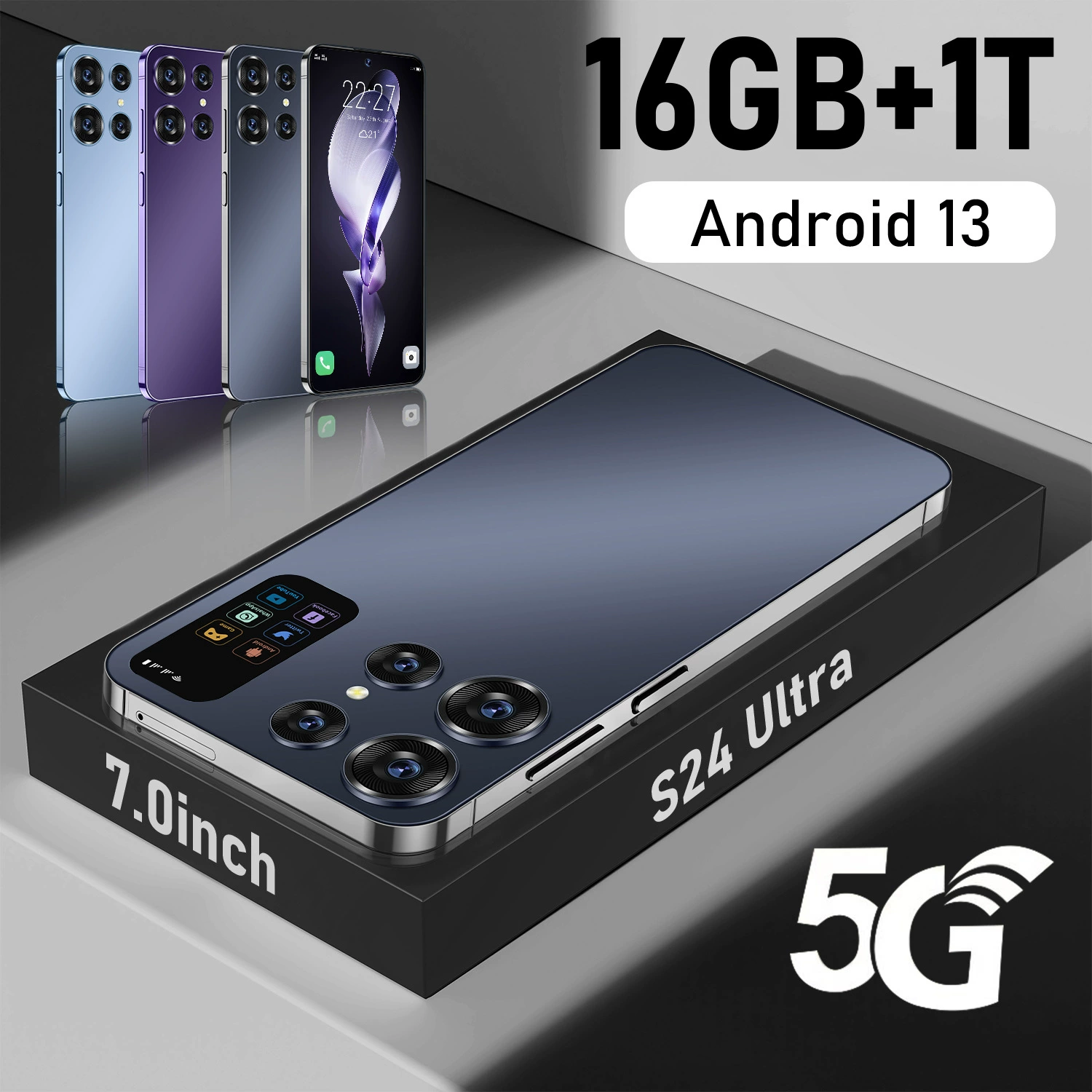 Смартфон Android S24 Ultra, 16 ГБ + 1 ТБ, 7,0-дюймовый, 5G, Android 13