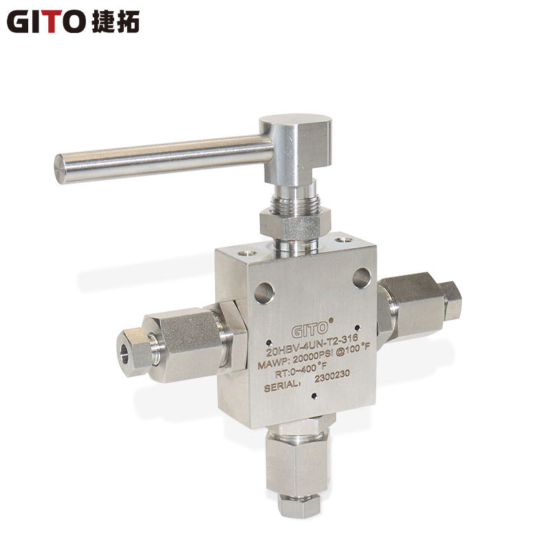 高压三通球阀20000PSI中高压9/16MP接口 316不锈钢高压球阀