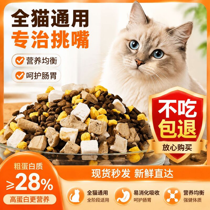 Cat food for adult cats and kittens, full-price pack 5kg pack 2.5kg adult cat domestic native cat main food feed for stray cats 10kg