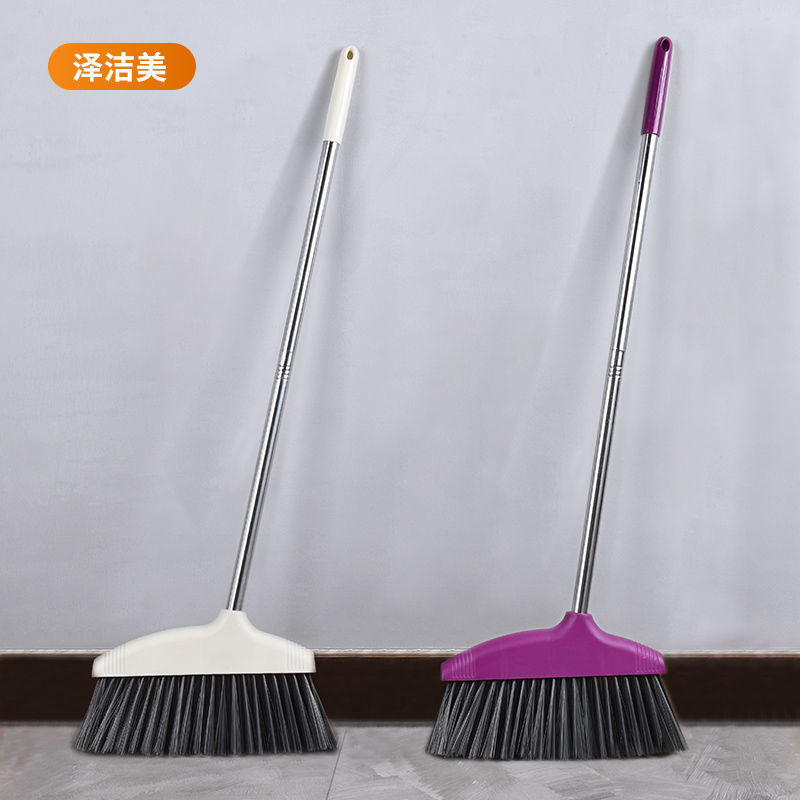 ほうき家庭用柔らかい毛シングル延長掃除ノンスティックヘアロングハンドル兼用ほうきとちりとりセット浴室用|undefined