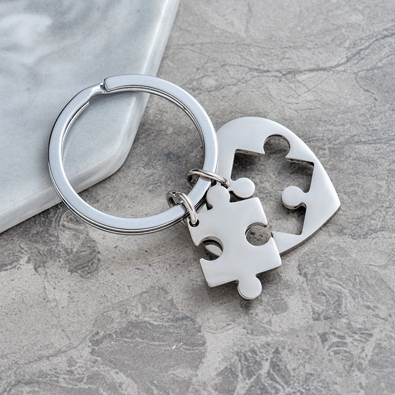 15g Weight Keychain Classification Simple Style Jigsaw Heart Shape 201 Stainless Steel Women's Keychain