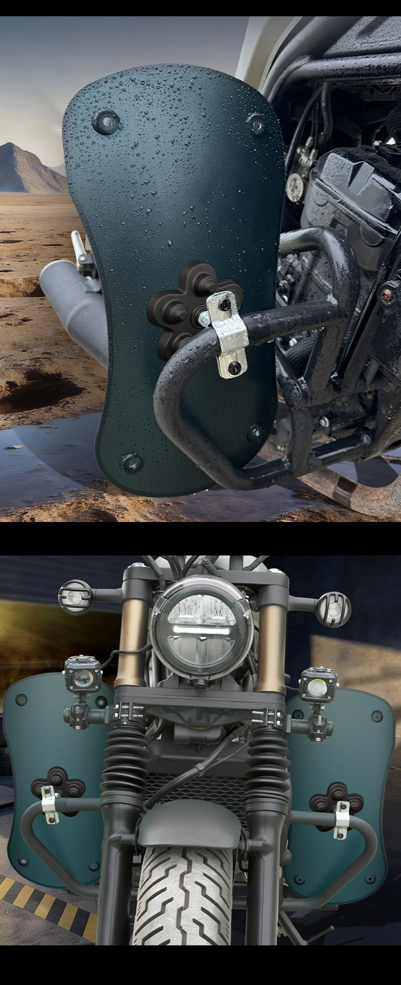 Suitable for Suzuki Haojue Prince motorcycles, bumper knee pads, enlarged and widened fenders, electric vehicle windshields, and mudguards