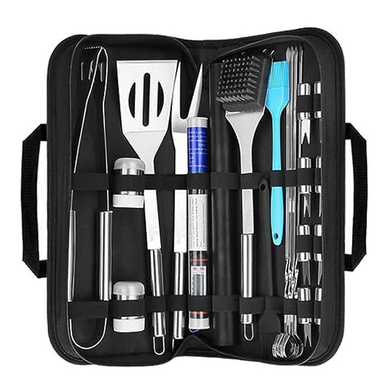 Spot Source Fabricante BBQ Juego de barbacoa de bolsa de tela Oxford Juego de abrazadera de pala de acero inoxidable Juego de asa de tubo redondo para hornear