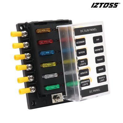 12路汽车保险丝盒/ 保险座/ 1进多出 带指示灯保险片座批发现货