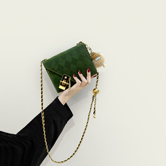 高級感小包包女秋冬2022新款潮時尚絲絨斜挎包菱格鏈條單肩小方包