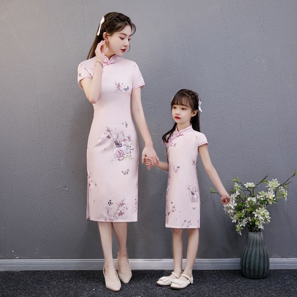亲子装连衣裙母女装夏新款改良旗袍中国风时尚