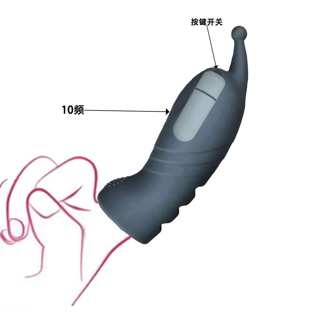 Finger Vibrator Sleeve, Silicone G-Spot & Clitoral Massager, Black — detail image 2