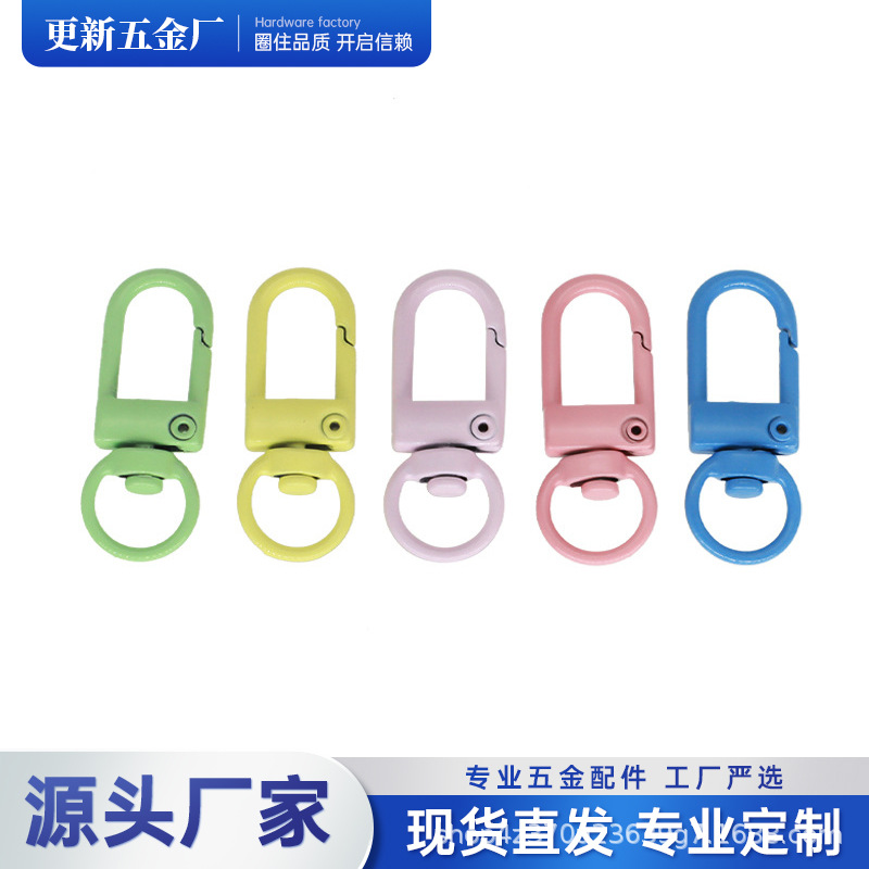 In-Stock Painted Zinc Alloy Keychain DIY Accessory Doll Hanging Buckle Small Shrimp Buckle Colorful 3-Point Small Door Buckle