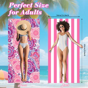 Sun Protection Outdoor Printed Convenient Quick-Drying Towel Double-Sided Velvet Bath Towel Pink Waist Pattern Double-Sided Popular Amazon Beach Towel