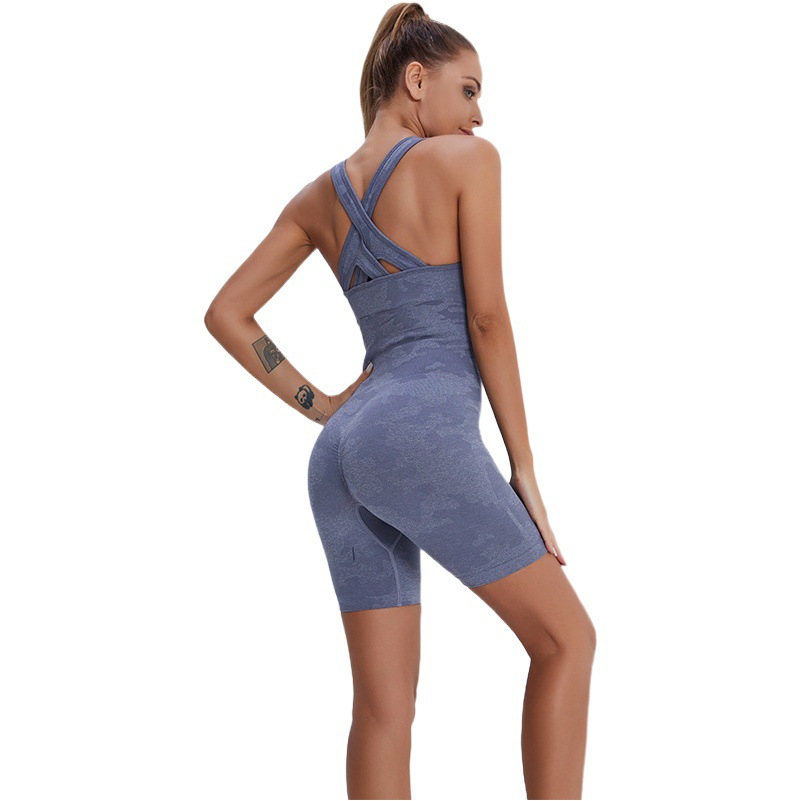 Ropa de yoga sin costuras de cintura alta, elástica, todo en uno, para fitness y deportes, superventas transfronteriza, con sujetador deportivo, para mujer, al por mayor