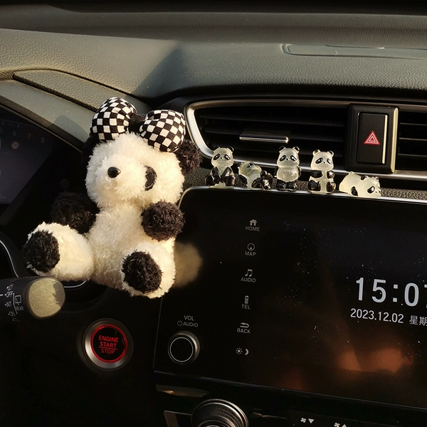 Black and white knotted panda with sticky back + transparent panda