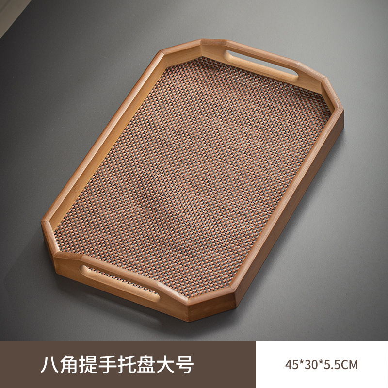 45*30*5.5 [Walnut color octagonal large handle tray] + placemat
