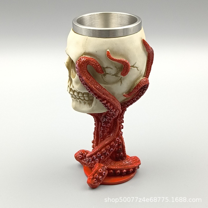 Taza de agua con forma de calavera de pulpo Regalo de Halloween Taza de vino divertida Taza de cerveza de acero inoxidable personalizada