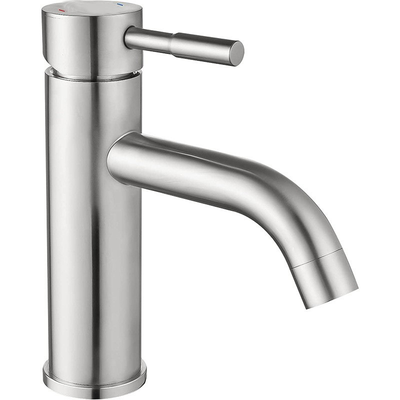 Factory direct sales of 304 stainless steel washbasin faucet, single-hole cold and hot mixed water, bathroom hand washing basin faucet undefined