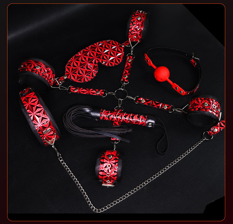 8-Piece Bondage Set with Hand and Foot Cuffs, Nipple Clamps, Oral Ball and Blindfold — detail image 15