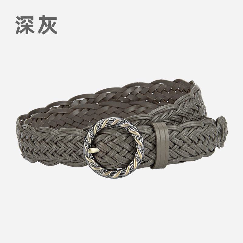 高级感欧美复古编织腰带女士免打孔配连衣裙牛仔裤带耐用装饰皮带|undefined