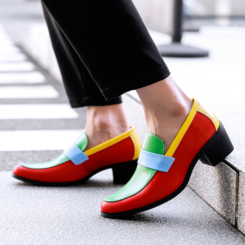Cross-Border Large Size Men's Colorful Patchwork High-Heeled Shoes, Men's Shoes Size 39-46, European Style Men's Shoes, American Clown Shoes, Cuban Shoes Cross-Border Large Size Men's Colorful Patchwork High-Heeled Shoes, Men's Shoes Size 39-46, European Style Men's Shoes, American Clown Shoes, Cuban Shoes