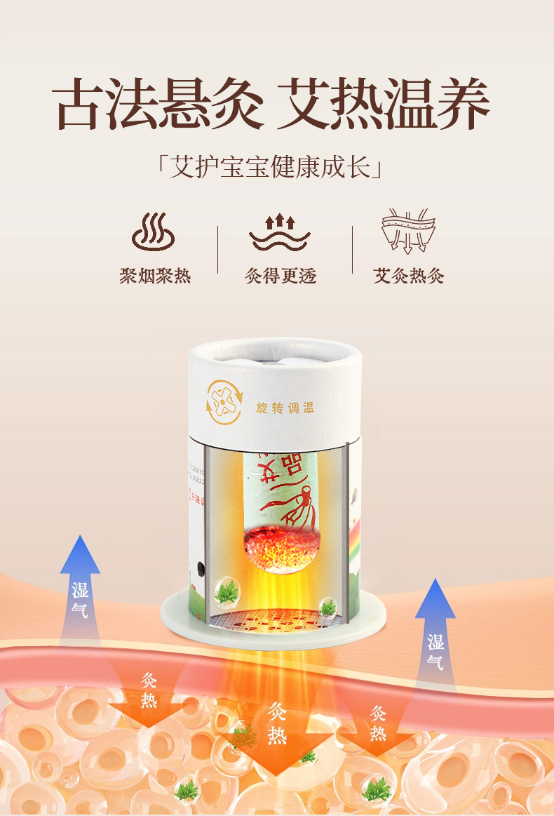 Children Hanging Moxa Tube Moxibustion Box with Filter for Home Use Stomach Care 60 Adhesive Patches quality and texture
