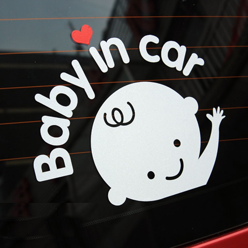 baby in car 汽车反光贴 婴童在车上关怀照顾提示车贴