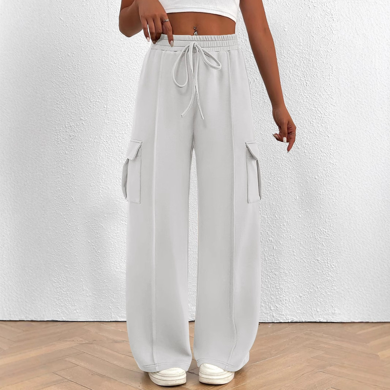 Cross-border Women's Running Sports Pants Autumn and Winter Loose Wide Leg Casual Pants Workout Jogging Pants Workout Pocket Sweatpants