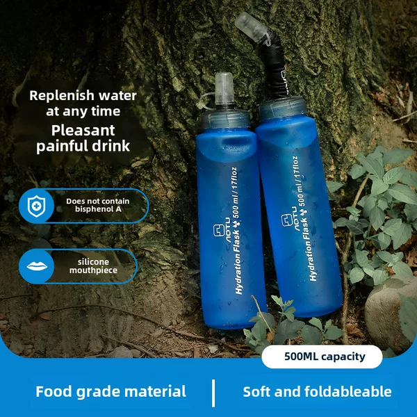 TPU Sports soft water bottle outdoor soft water bag foldable off-road running water bag marathon riding portable water Cup