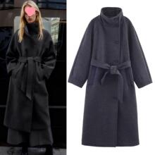 跨境女装欧美时尚立领冬季跨境大衣外套柔软跨境外贸腰带长袖