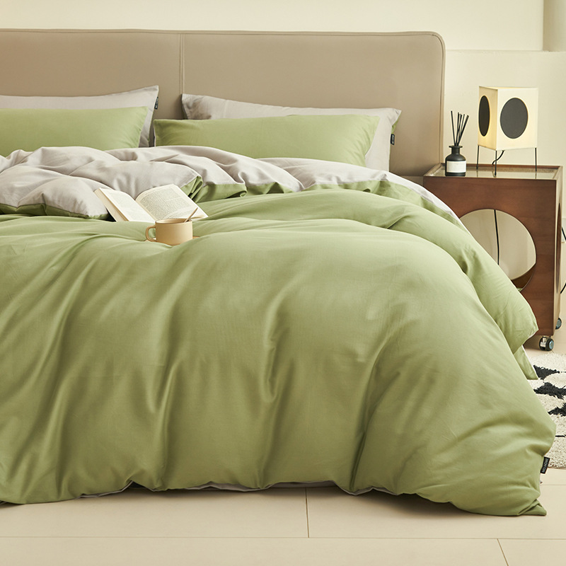 Cama de algodón lavado con agua de algodón ligero lujoso de alto nivel dormitorio principal simple sábanas cubiertas de algodón conjunto de tres piezas