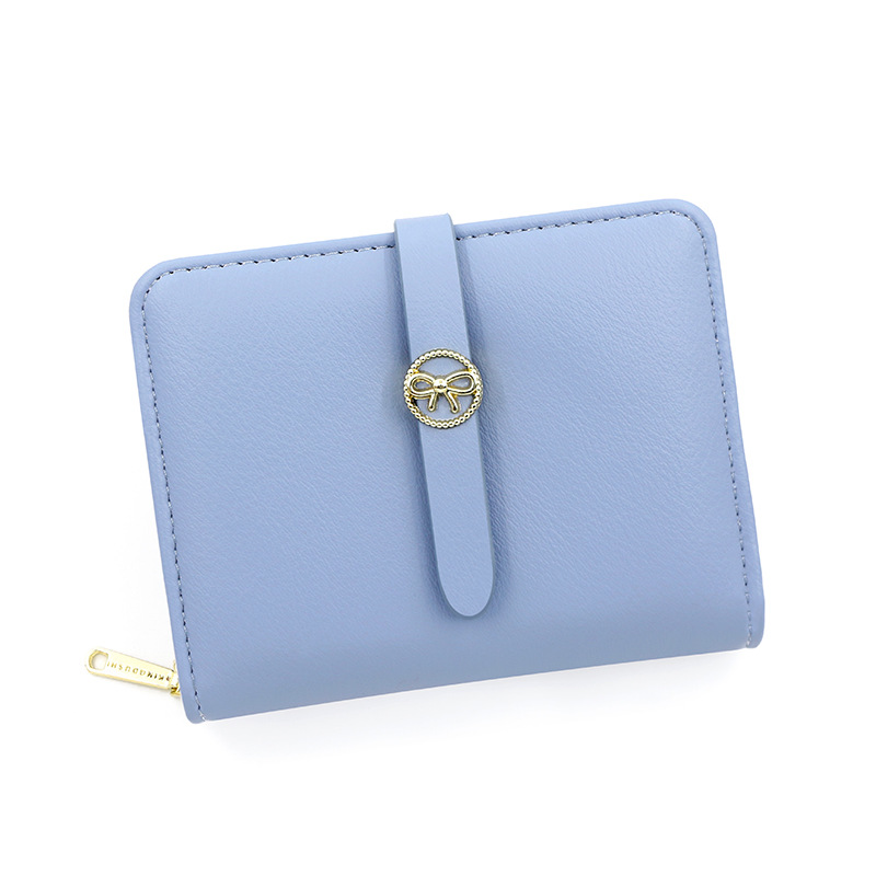 Hebilla de moda de estilo coreano de las mujeres billetera corta de gran capacidad Multi-tarjeta monedero certificado Bolsa De fábrica al por mayor