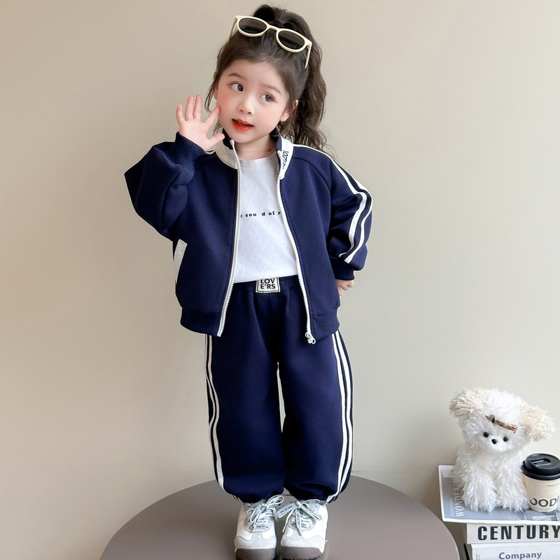 儿童休闲运动装春秋季新款女宝宝立领外套秋装儿童洋气时尚两件套|undefined