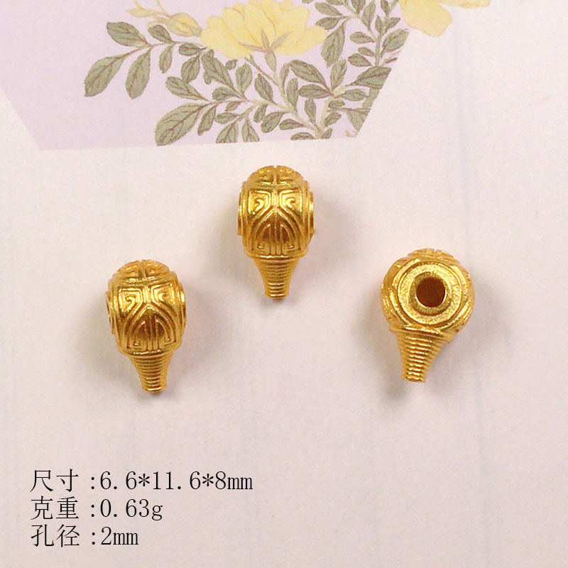 S925 Silver Gold-Plated Three-Way Phaseless Buddha Five-Sutra Accessories Bracelet Necklace String Decoration DIY Handmade Bead Semi-Finished Product