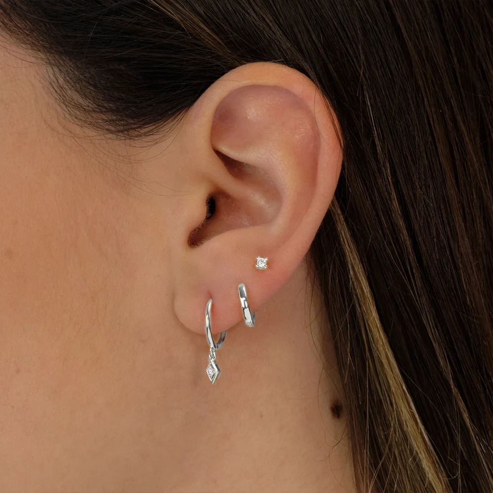 4g Weight Zircon Inlay Material Earrings Classification 3 Pieces Set Quantity Daily Occasion 925 Sterling Silver Material Geometric Pattern Women's Gender Plating, Inlay Design Simple Style Style 3 Pieces Set 925 Sterling Silver Zircon Geometric Earrings 28