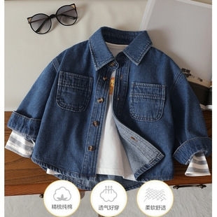 Baby Clothes Long-Sleeved Denim Shirts Autumn Spring & Fall Shirts Boys and Girls Baby Kidsren Casual Tops Jackets Trendy
