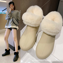 定制日式时尚百搭雨鞋水靴女短筒防滑保暖磨砂加绒毛室内外冬雪地