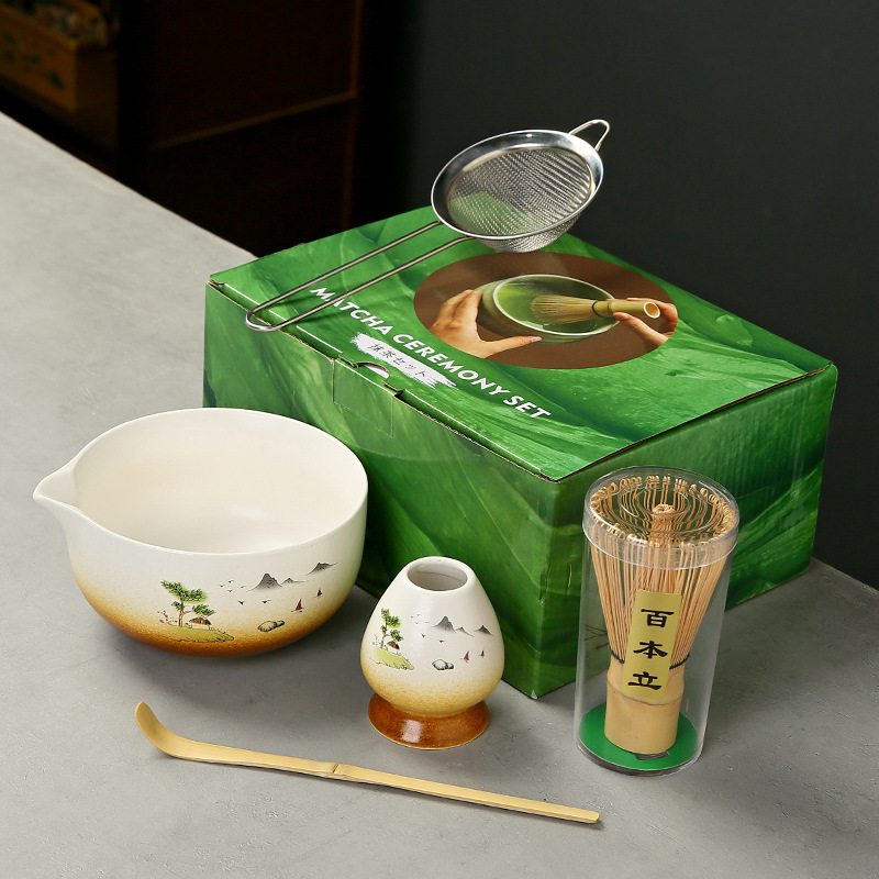 抹茶茶碗日本式抹茶宋代点茶道具陶磁器茶碗カップミキサー抹茶ブラシ茶コップセット|undefined