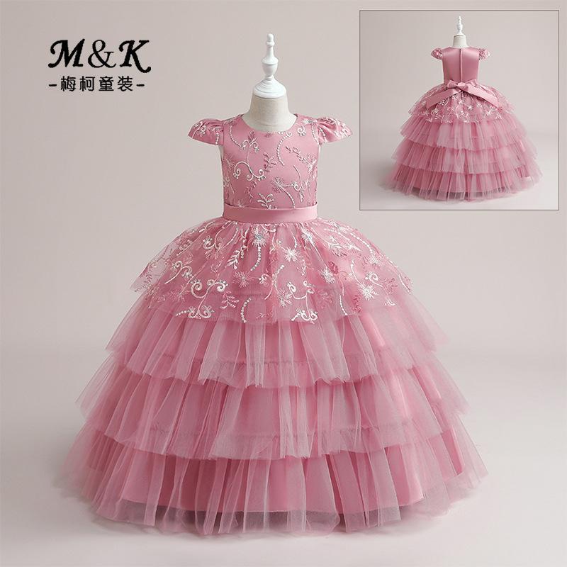 Cross-border largo cuento de hadas princesa vestido pettiskirt chica anfitrión rendimiento ropa ceremonia vestido pasarela malla pastel falda