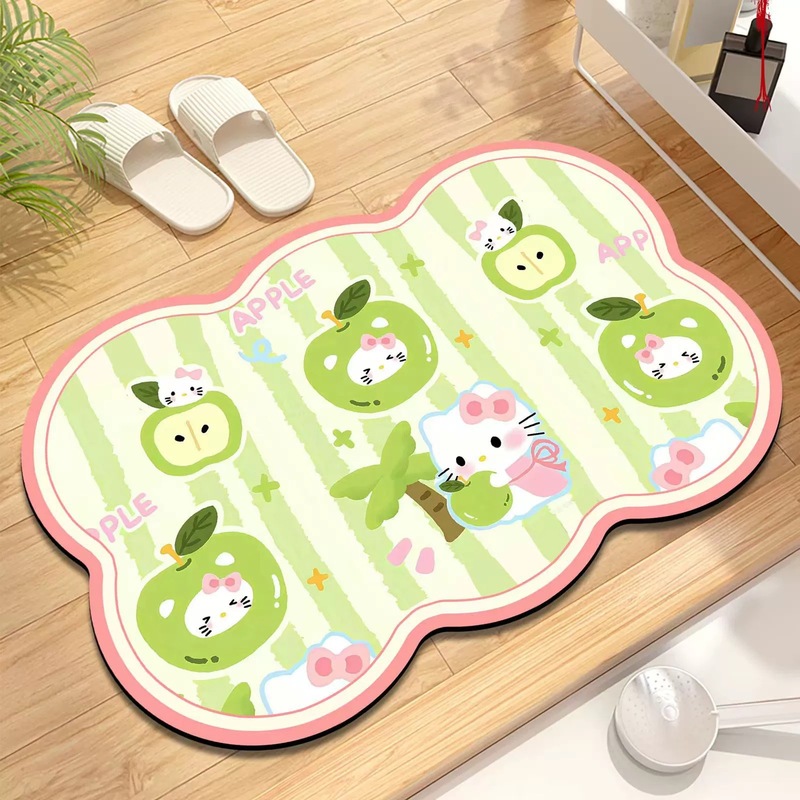 HelloKitty卡通硅藻泥地垫浴室吸水防滑脚垫卫生间耐脏易打理地垫|undefined