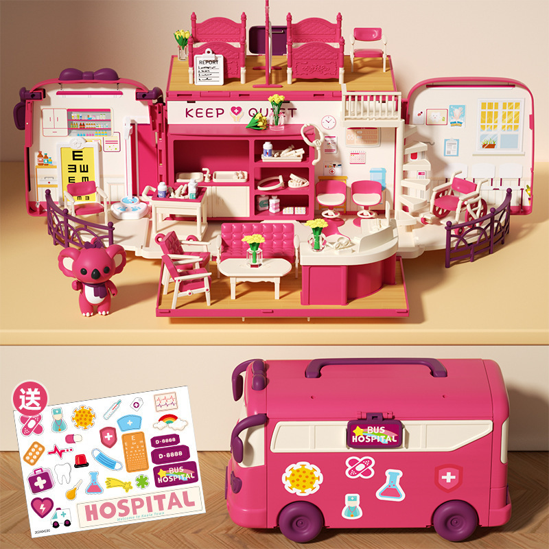 Koala Diary Bus Casa de juegos Chica Sorpresa Variedad Koala RV Niños Simulación Casa de muñecas Juguetes de escena