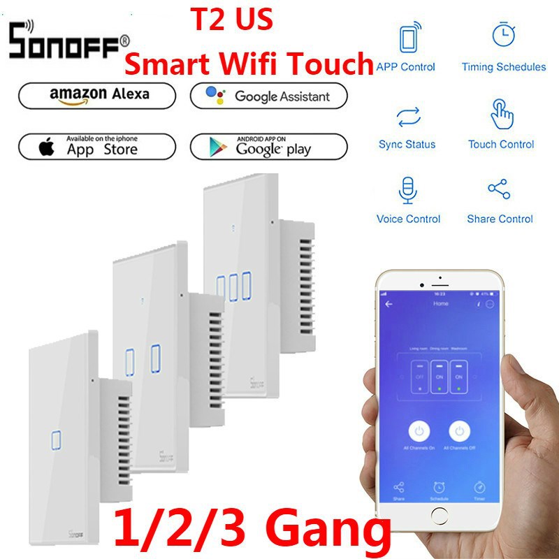 SONOFF T2 US TX Basic Smart Wifi Touch Wall Light Switch wi